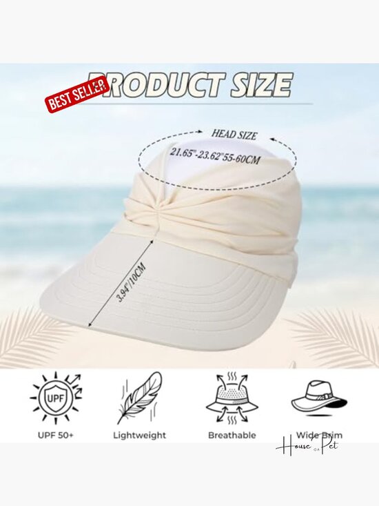 3 Pack Women\'s Sun Visor Hats UPF50+ Large Brim Ponytail Golf Sport Adjustable main image 4